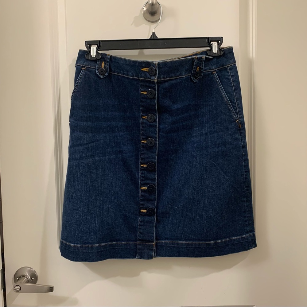 Talbots Blue Denim Button Up Skirt Size 14 Petite